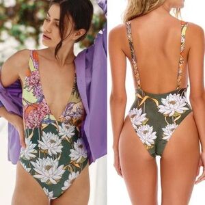 Agua Bendita one piece hand embroidered one piece swimsuit / bathing suit